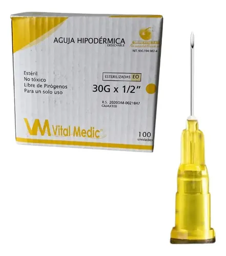AGUJA HIPODERMICA ESTERIL 30G X 1/2