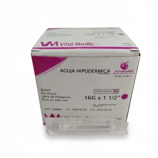 AGUJA HIPODERMICA ESTERIL 16GX1 1/2