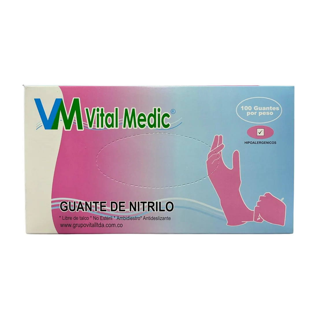 GUANTES DE NITRILO ROSADO TALLA M